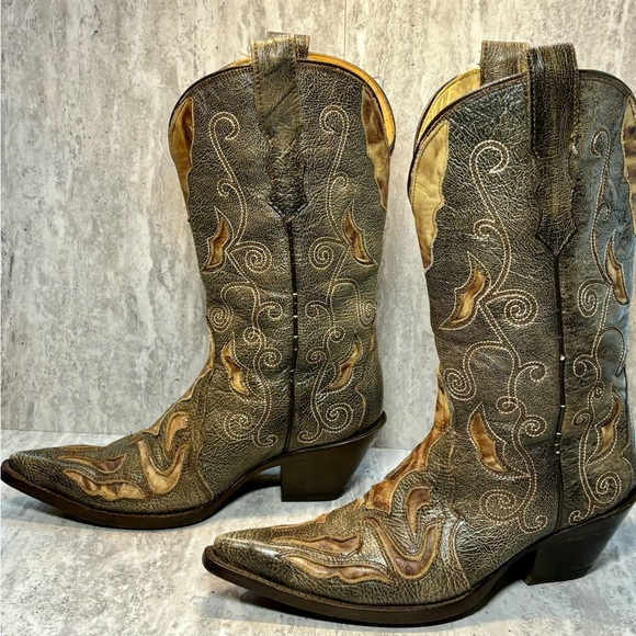 Corral Womens Western Leather Inlay Brown Cowboy Cowgirl Boots Sz 6.5M - Picture 4 of 10